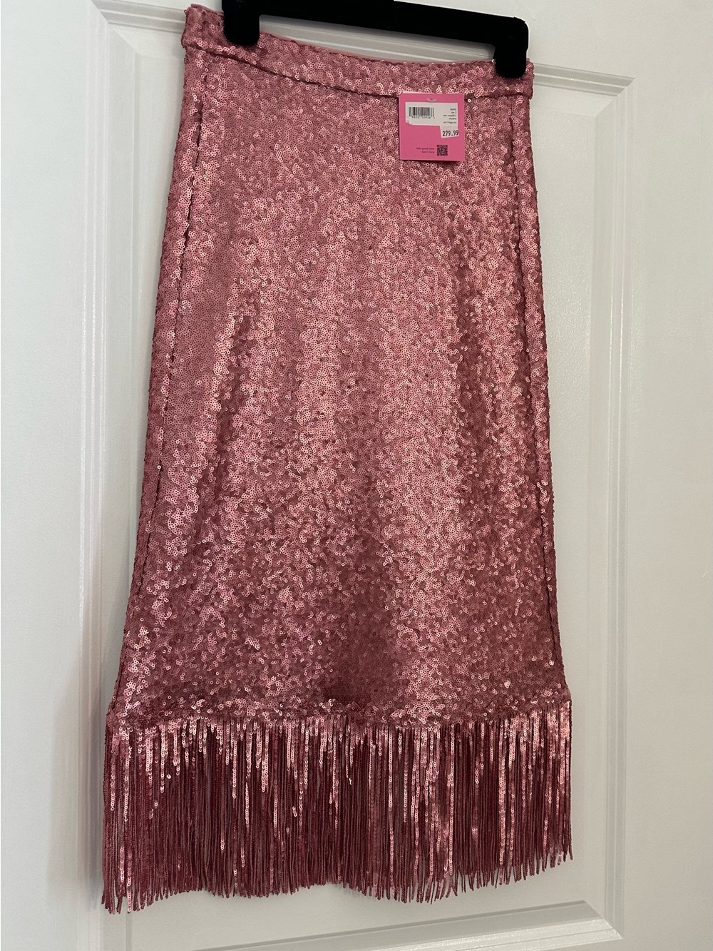 kate spade Pink Sequin Fringe Midi Skirt